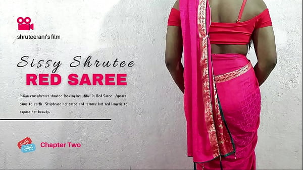 Hot Bollywood Trans Studio Shoot With Red Sari Striptease Show